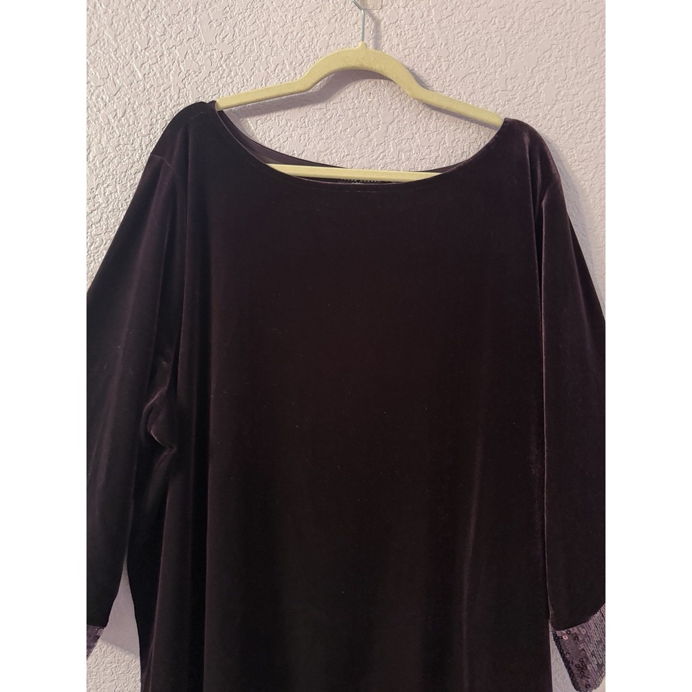 Susan Graver Artisan 3X Velvet Tunic Top Embellished Bell Sleeves Event Holiday - Picture 3 of 8